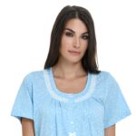 Νυχτικό Γυναικείο Με Κοντό Μανίκι & Κουμπωτο Primavera-H291 ΓΑΛΑΖΙΟ