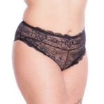 Γυναικείο Σλιπ Κανονικό με Δαντέλα (Μεγάλα Μεγέθη)-16729 ΜΑΥΡΟ