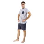 Πιτζάμα Ανδρική Κοντό Μανίκι & Κοντό Παντελόνι Fashion Factory-1187 ΓΚΡΙ