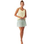 Πιτζάμα Γυναικεία Με Λεπτή Ράντα & Κοντό Παντελόνι Catherine s-2111CA ΚΙΤΡΙΝΟ