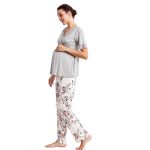 Πυτζάμα Γυναικεία Εγκυμοσύνης Με Κοντό Μανίκι & Μακρύ Παντελόνι Catherine s-861CA ΕΜΠΡΙΜΕ