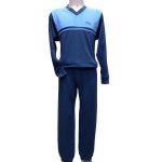 Ανδρική Πιτζάμα με Μακρύ Μανίκι και Παντελόνι Fashion Factory-B486 ΜΑΡΙΝ